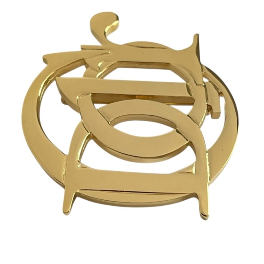 Christian Dior Gold Tone‎ CD Logo Brooch Pin Vintage Designer Statement Jewelry - Picture 4 of 11